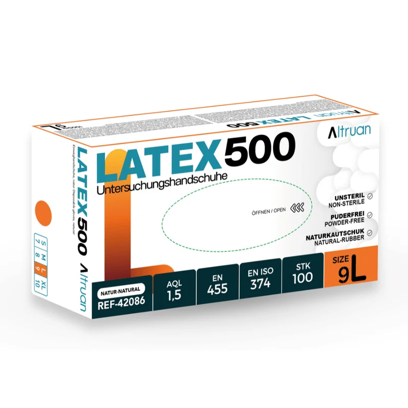 Altruan Latex 500 Handschuhe, Einmalhandschuhe, natur - 100 Stück