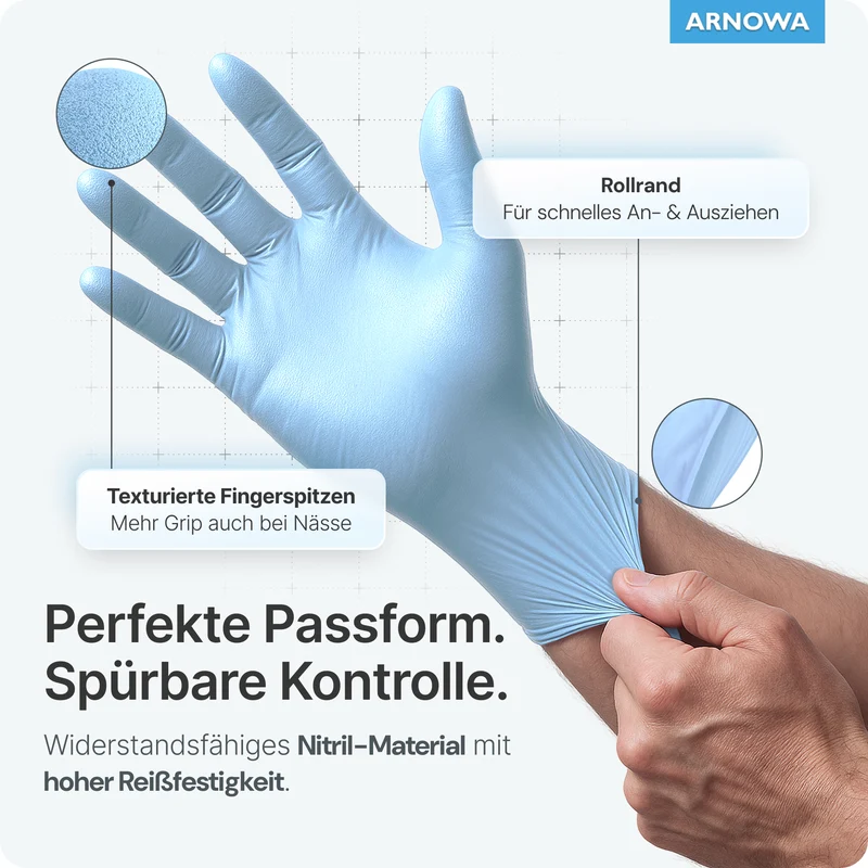 ARNOMED NITRIL ICE BLUE Einmalhandschuhe aus Nitril Hellblau
