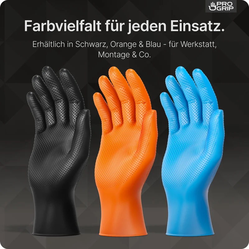 PROGRIP NITRIL DIAMOND BLUE Reißfeste Einmalhandschuhe aus Nitril mit Diamantstruktur in Blau