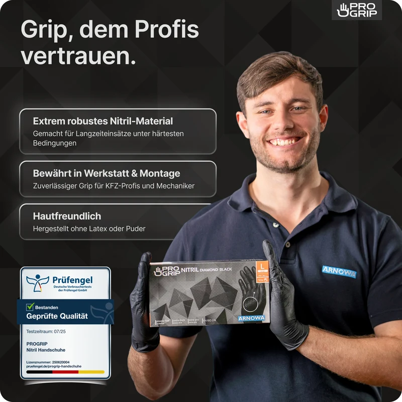 PROGRIP NITRIL DIAMOND ORANGE Reißfeste Einmalhandschuhe aus Nitril mit Diamantstruktur in Orange
