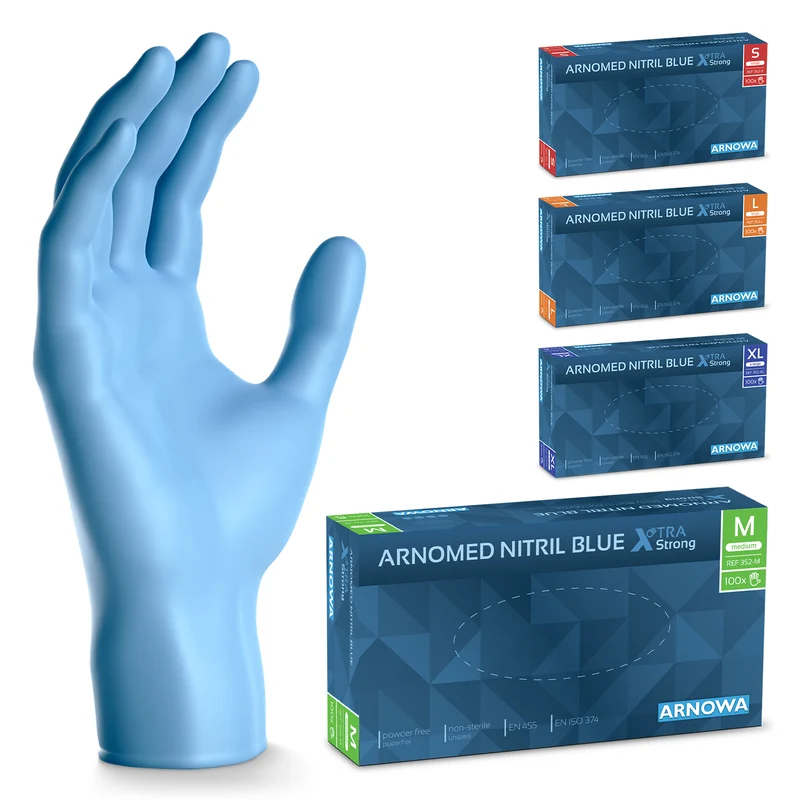 ARNOMED NITRIL BLUE XTRA STRONG Extra dicke Einmalhandschuhe aus Nitril in Blau