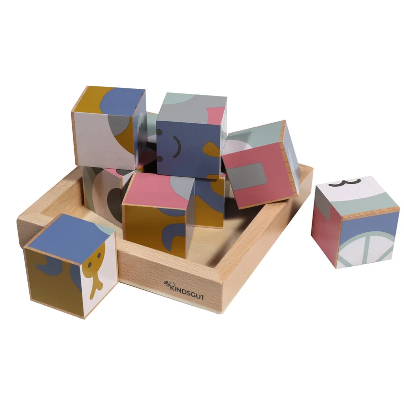 KINDSGUT Holzwürfel-Puzzle Tiere