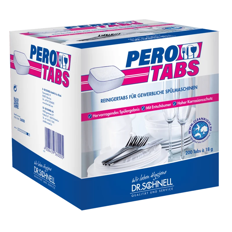 Dr. Schnell PERO TABS Geschirrreiniger für gewerbliche Spülmaschinen, hygienisch | Packung (200 Tabs)