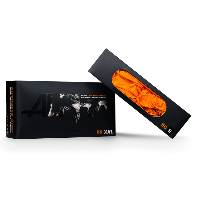 High Grip Einmalhandschuh aus Nitril, orange, ALPHA