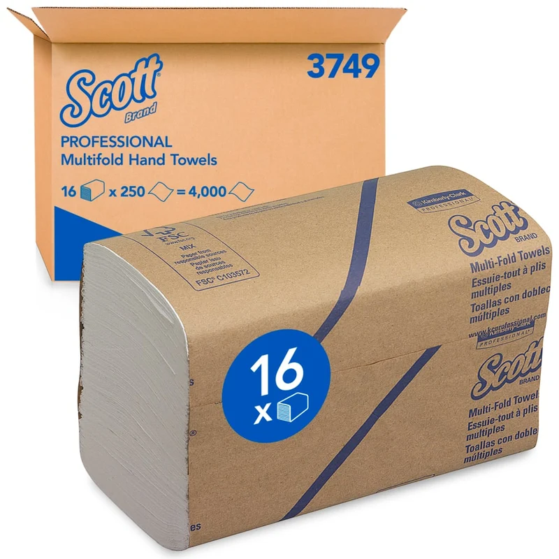 Scott® Handtücher - MultiFold / Weiß - 16 Clips x 250 Sheets | Karton (16 Päckchen)