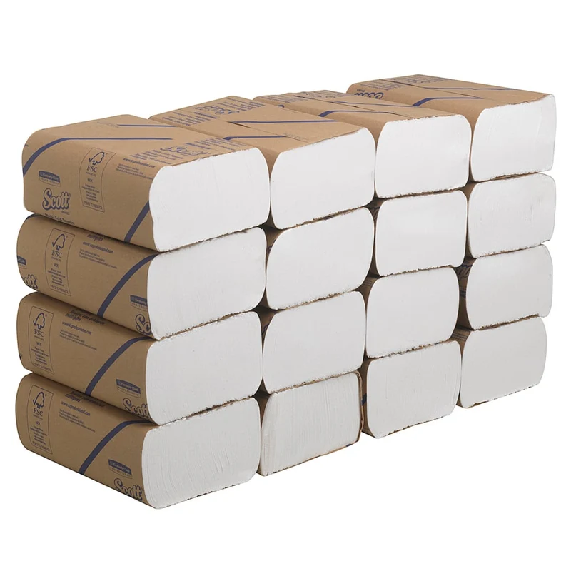 Scott® Handtücher - MultiFold / Weiß - 16 Clips x 250 Sheets | Karton (16 Päckchen)