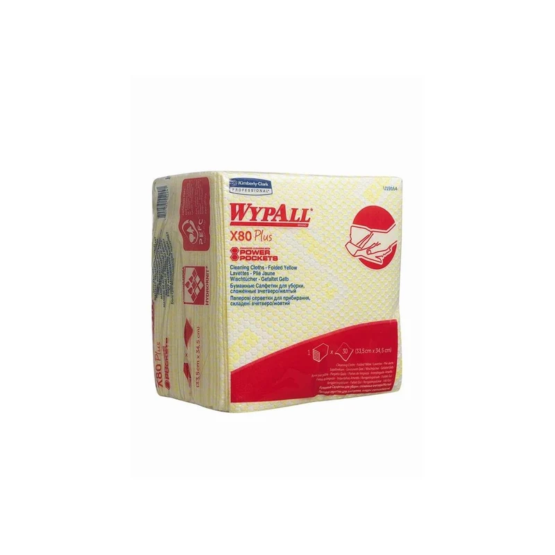 WypAll® X80 Plus Critical Clean - Interfold / Gelb - 8 Bags x 30 Sheets | Karton (8 Beutel)