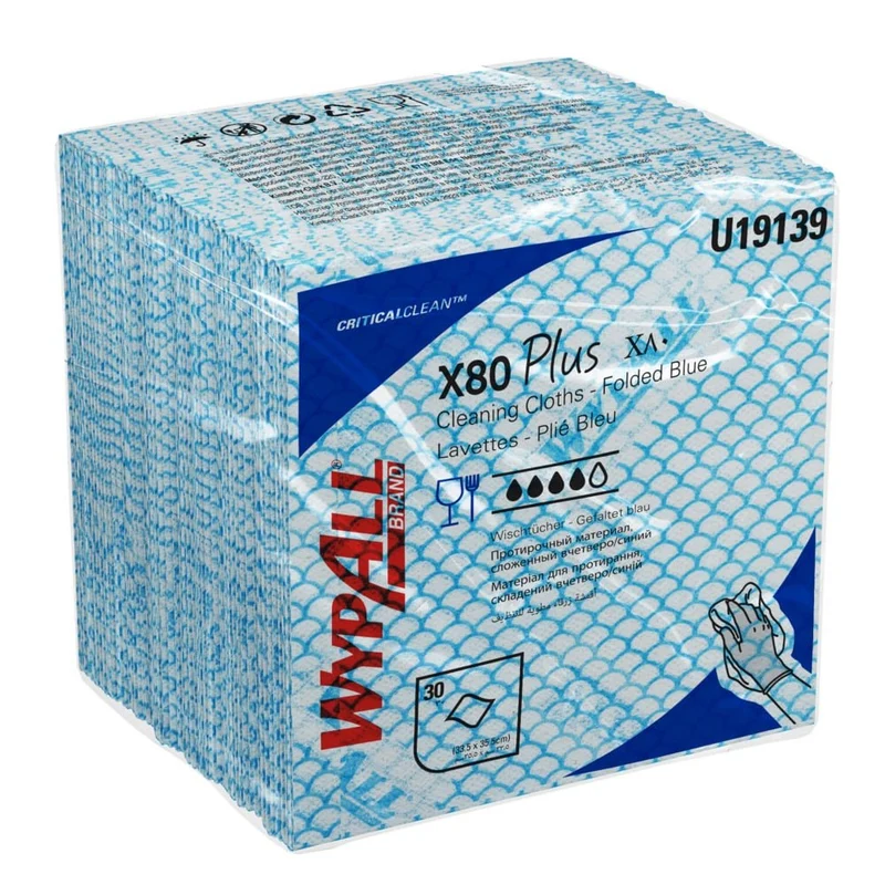 WypAll® X80 Plus Critical Clean - Viertelgefaltet / Blau - 8 Bags x 30 Sheets | Karton (8 Beutel)