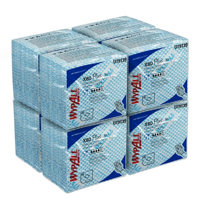 WypAll® X80 Plus Critical Clean - Viertelgefaltet / Blau - 8 Bags x 30 Sheets | Karton (8 Beutel)