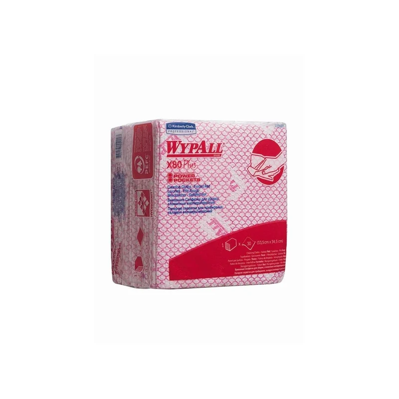 WypAll® X80 Plus Critical Clean - Viertelgefaltet / Rot - 8 Bags x 30 Sheets | Karton (8 Beutel)