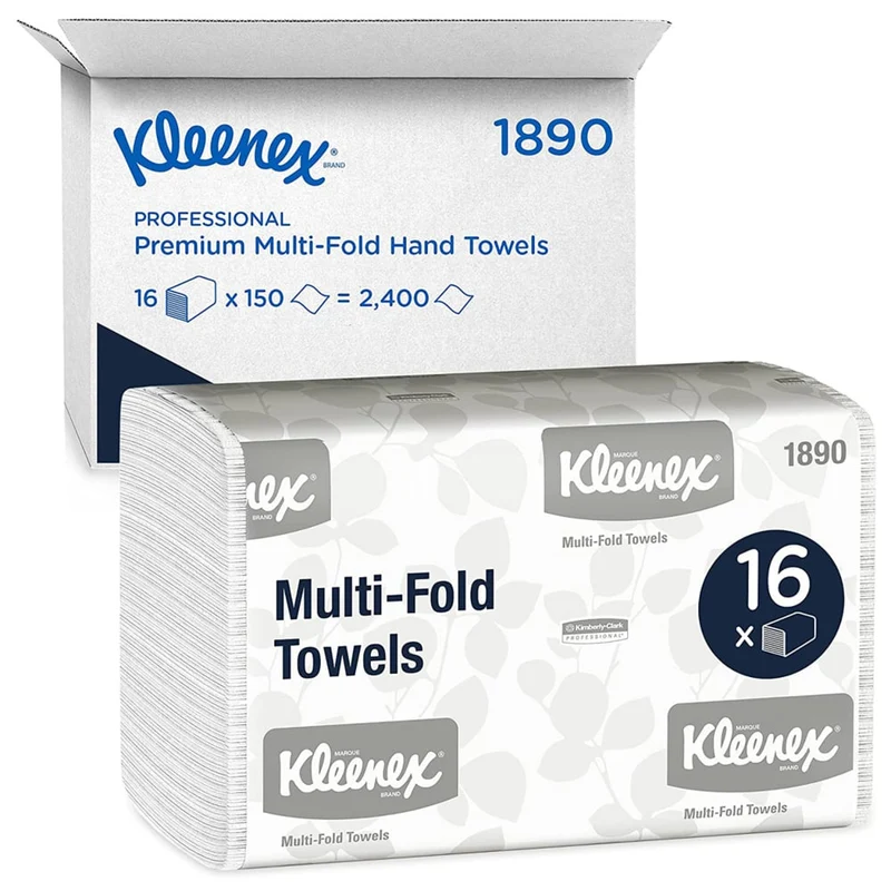 Kleenex® Handtücher - MultiFold / Weiß /Mittel - 16 Clips x 150 Sheets | Karton (16 Päckchen)