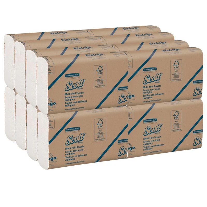 Scott® Handtücher - MultiFold / Weiß /Mittel - 16 Clips x 250 Sheets | Karton (16 Päckchen)