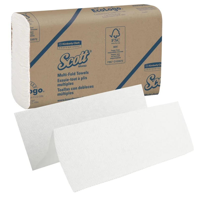 Scott® Handtücher - MultiFold / Weiß /Mittel - 16 Clips x 250 Sheets | Karton (16 Päckchen)