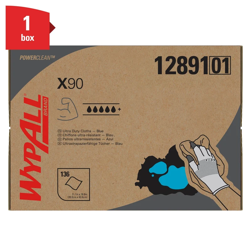 WypAll® X90 PowerClean - BRAG™ Box / Blau - 1 Brag Box x 136 Sheets | Karton (1 Box)