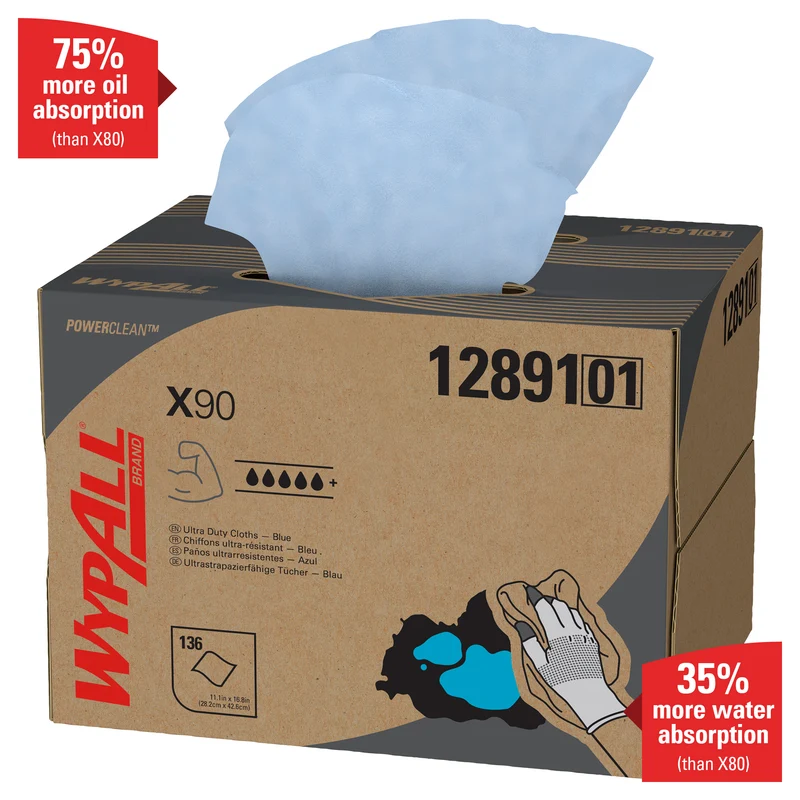 WypAll® X90 PowerClean - BRAG™ Box / Blau - 1 Brag Box x 136 Sheets | Karton (1 Box)
