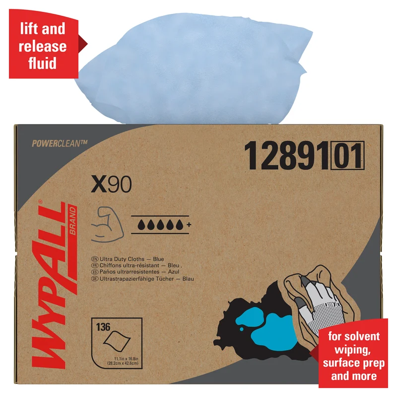 WypAll® X90 PowerClean - BRAG™ Box / Blau - 1 Brag Box x 136 Sheets | Karton (1 Box)