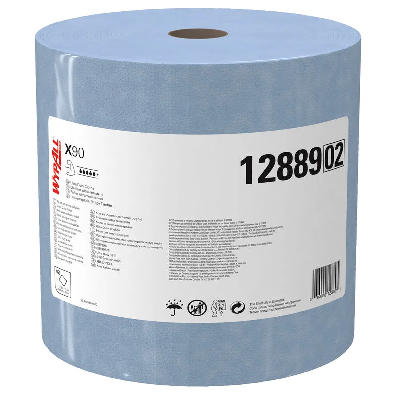 WypAll® X90 PowerClean - Großrolle / Blau - 1 Roll x 450 Sheets | Karton (1 Rolle)