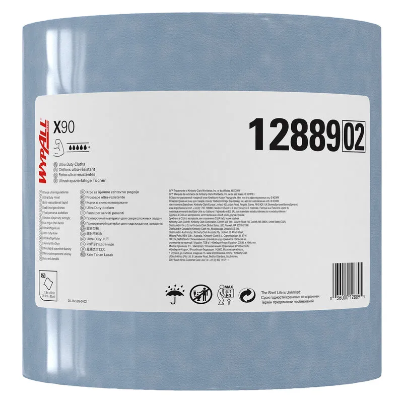 WypAll® X90 PowerClean - Großrolle / Blau - 1 Roll x 450 Sheets | Karton (1 Rolle)