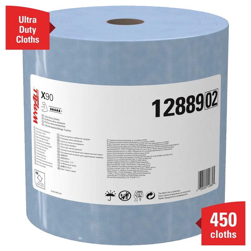 WypAll® X90 PowerClean - Großrolle / Blau - 1 Roll x 450 Sheets | Karton (1 Rolle)
