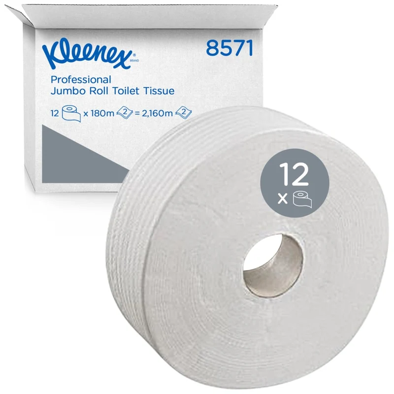 Kleenex® Toilettenpapier - Großrolle / Weiß /180 - 12 Rolls x 474 Toilet Tissue Sheets | Karton (12 Rollen)