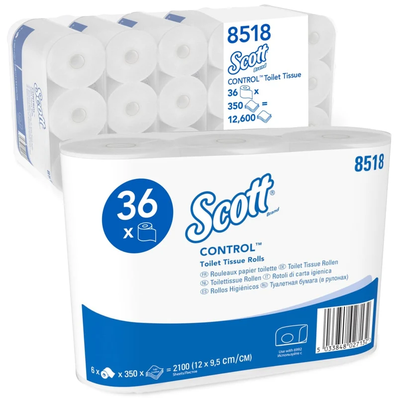 Scott® Control™ Toilettenpapier - Standard / Weiß - 6 Packs x 6 small rolls x 350 Toilet Tissue Sheets | Karton (6 Päckchen)