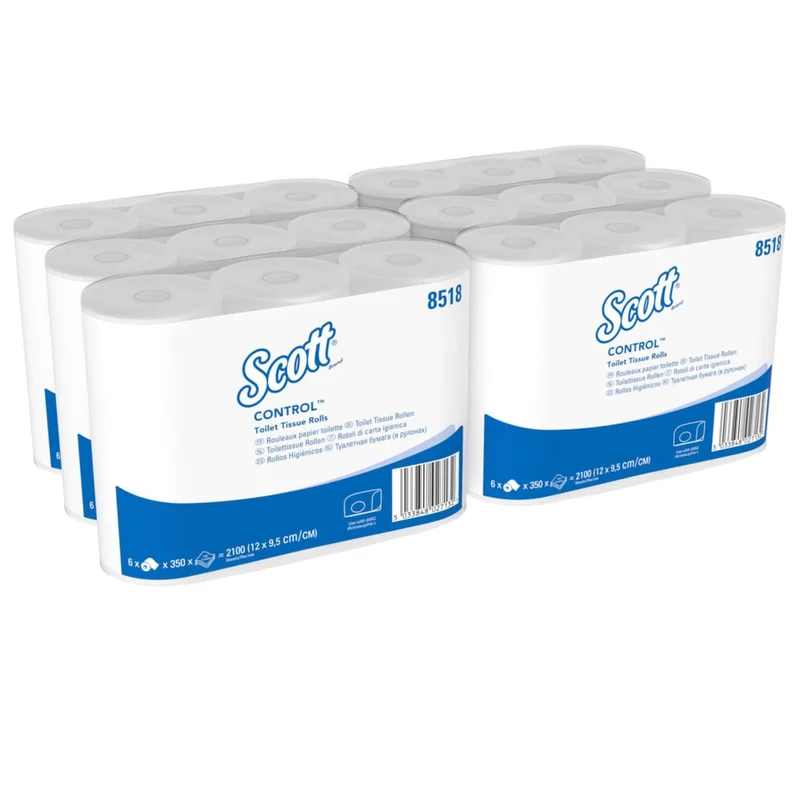 Scott® Control™ Toilettenpapier - Standard / Weiß - 6 Packs x 6 small rolls x 350 Toilet Tissue Sheets | Karton (6 Päckchen)