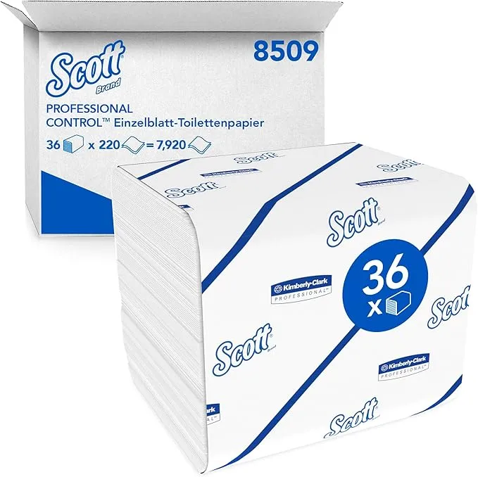 Scott® Control™ Toilettenpapier - Einzelblattsytem / Weiß - 36 Packs x 220 Toilet Tissue Sheets | Karton (36 Päckchen)