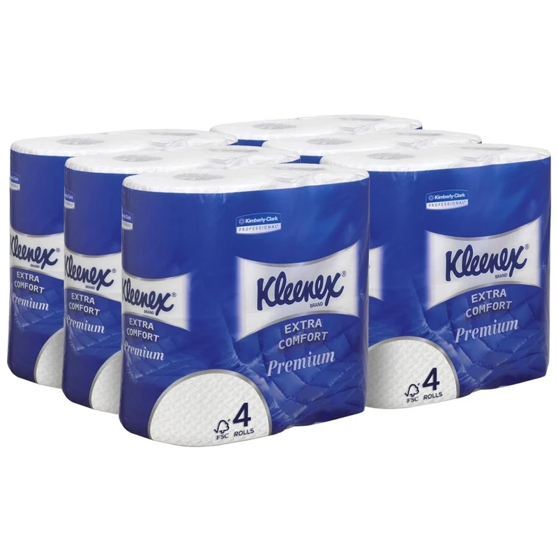 Kleenex® Toilettenpapierrollen - Kleinrollen / Weiß /160 sc - 6 Packs x 4 small rolls x 160 Toilet Tissue Sheets | Karton (6 Päckchen)