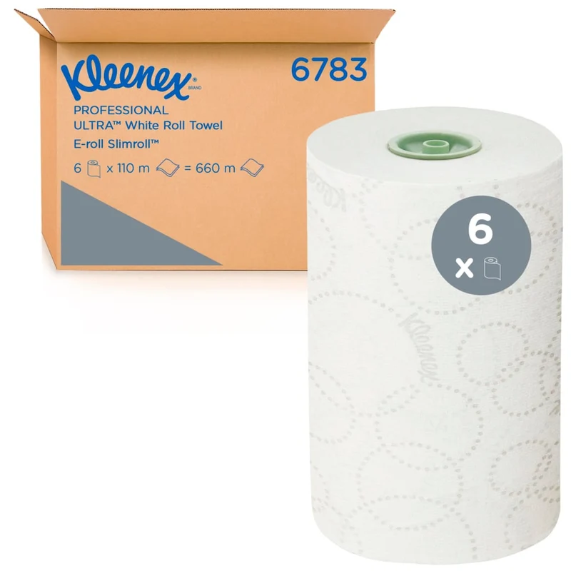 Kleenex® Ultra™ Rollenhandtücher - E-roll Slimroll™ / Weiß /2 ply 6x110m - 6 Rolls x 1 Sheet | Karton (6 Rollen)