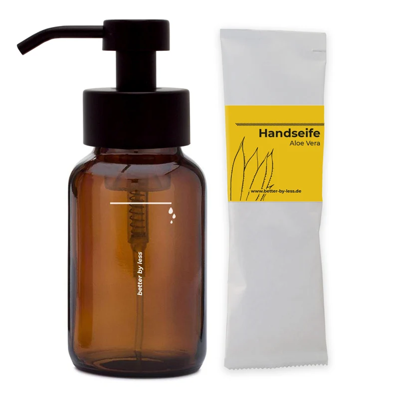 Better by Less 2er-Set Handseife-Essenz "Aloe Vera" und Braunglasflasche