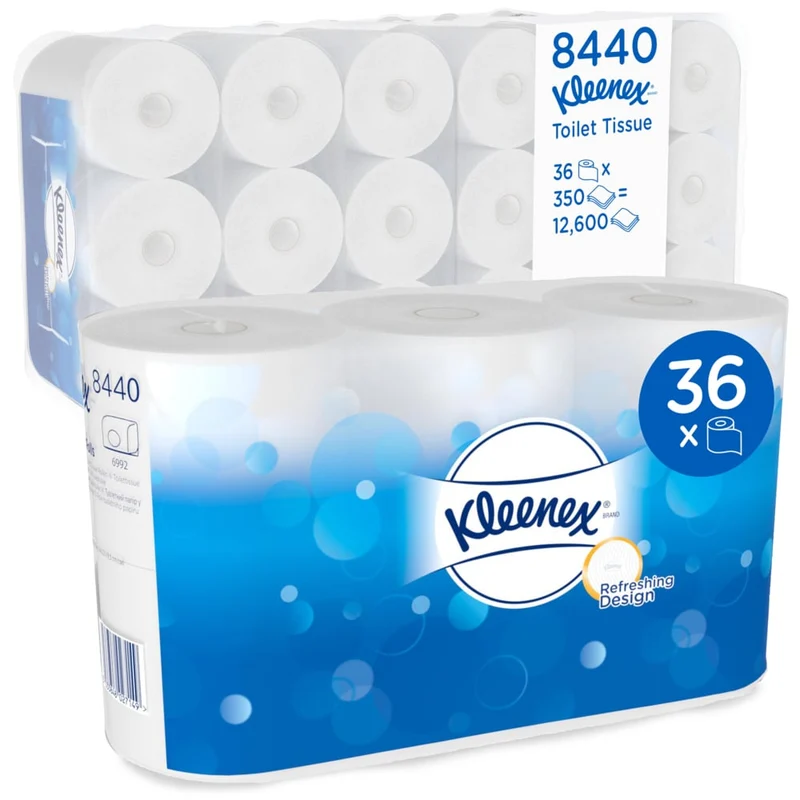 Kleenex® Toilettenpapier - Standard / Weiß - 6 Packs x 6 small rolls x 350 Toilet Tissue Sheets | Karton (6 Päckchen)