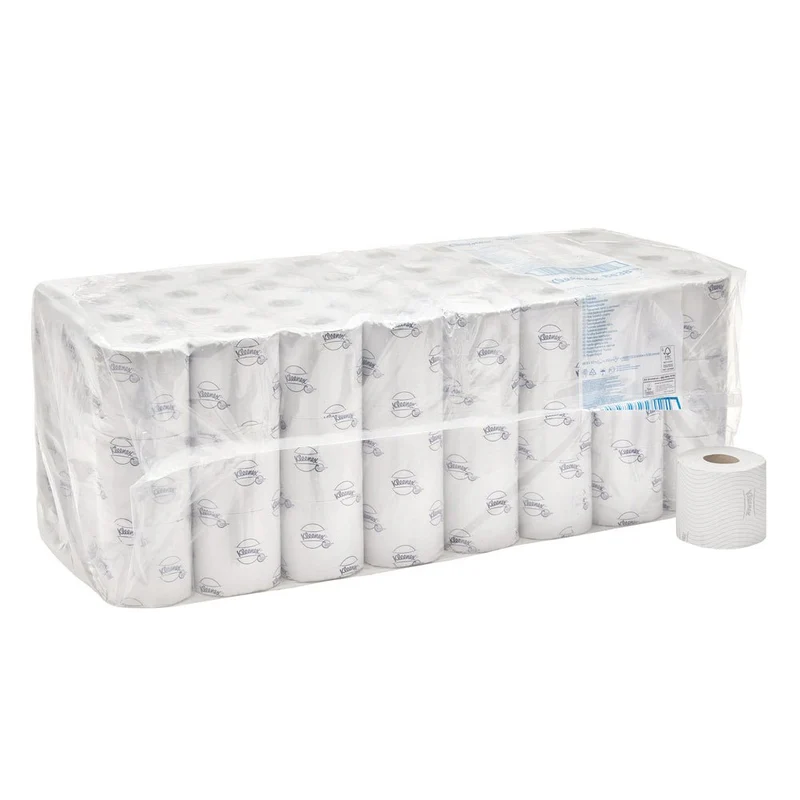 Kleenex® Toilettenpapierrollen - Kleinrollen / Weiß - 8 Packs x 12 small rolls x 250 Toilet Tissue Sheets | Karton (8 Päckchen)