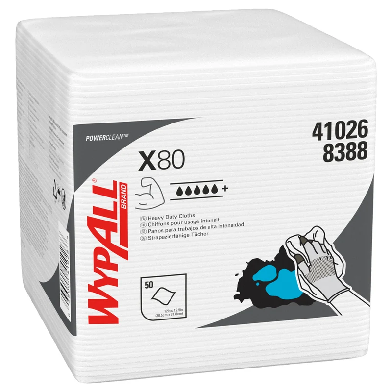 WypAll® X80 PowerClean - Viertelgefaltet / Weiß - 4 Bags x 50 Sheets | Karton (4 Beutel)