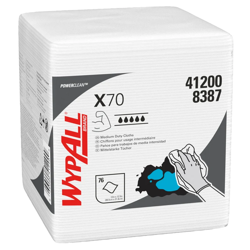 WypAll® X70 PowerClean - Viertelgefaltet / Weiß - 12 Bags x 76 Sheets | Karton (12 Beutel)