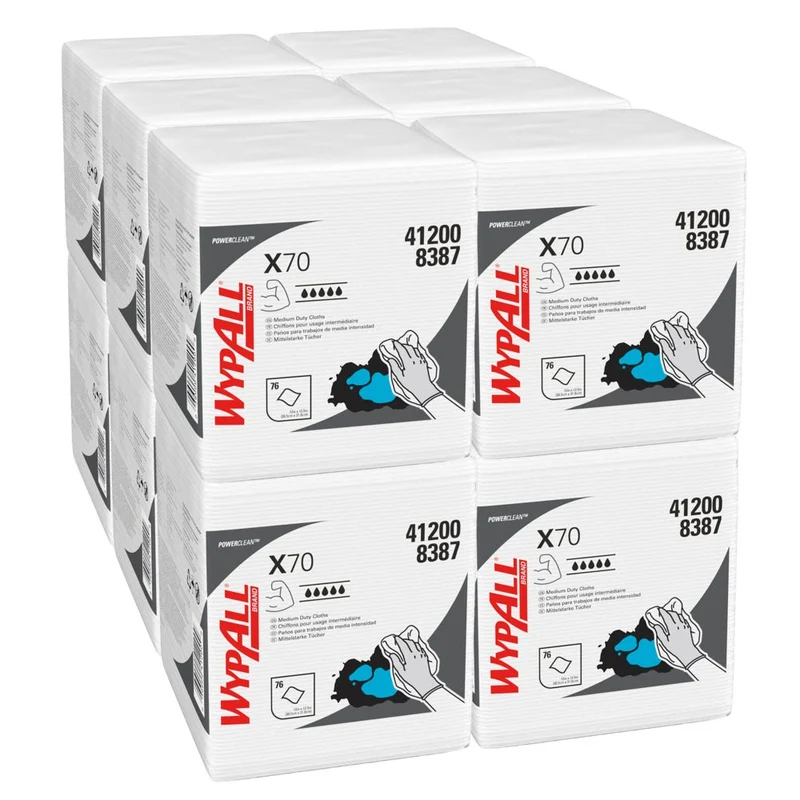 WypAll® X70 PowerClean - Viertelgefaltet / Weiß - 12 Bags x 76 Sheets | Karton (12 Beutel)