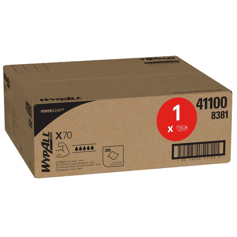 WypAll® X70 PowerClean - Tuch / Weiß - 1 Right Rag Box x 300 Sheets | Karton (1 Box)