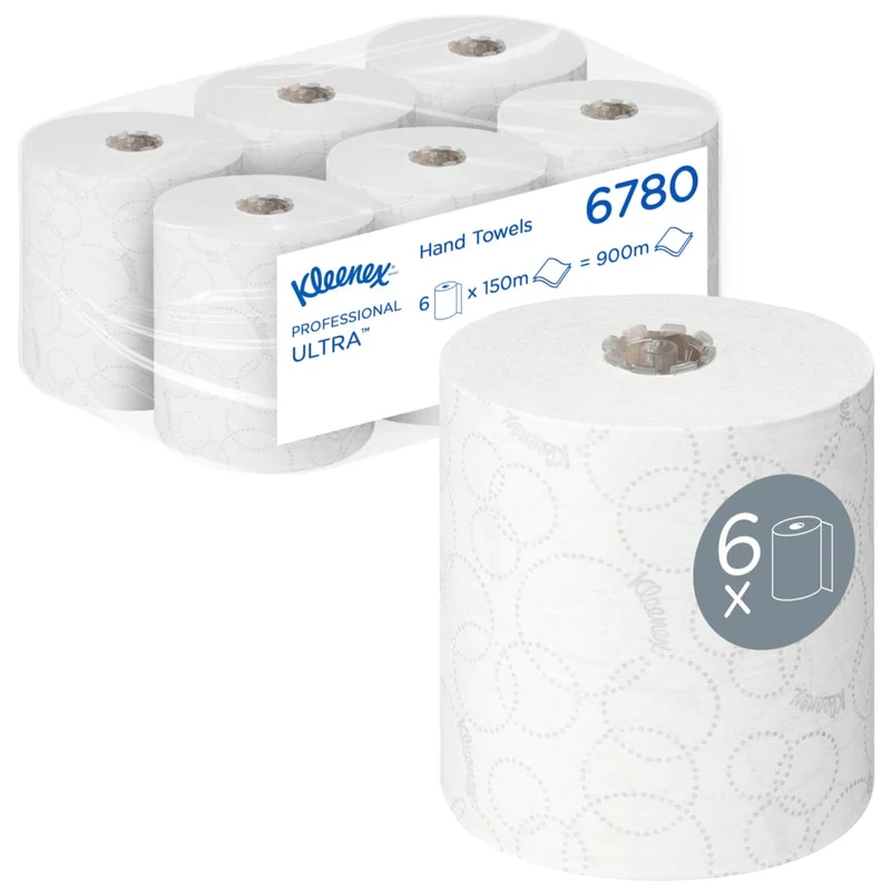 Kleenex® ULTRA™ Handtücher - Rolle / Weiß /150m - 6 Rolls x 1 Sheet | Karton (6 Rollen)