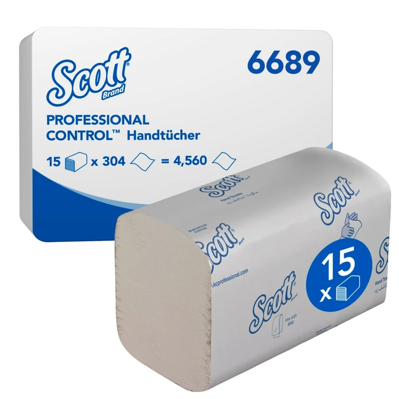 Scott® Control™ Handtücher - Interfold / Weiß /Klein - 15 Clips x 304 Sheets | Karton (15 Päckchen)