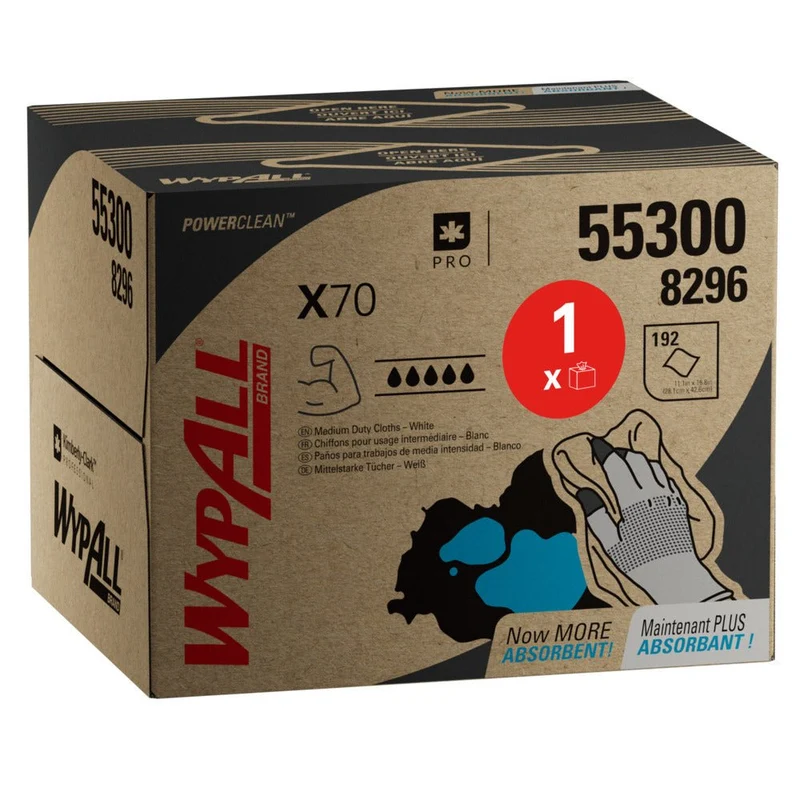 WypAll® X70 PowerClean - BRAG™ Box / Weiß - 1 Brag Box x 200 Sheets | Karton (1 Box)