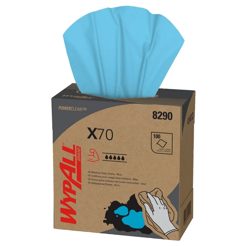WypAll® X70 PowerClean - Zupfbox / Blau - 10 Boxes x 100 Sheets | Karton (10 Boxen)