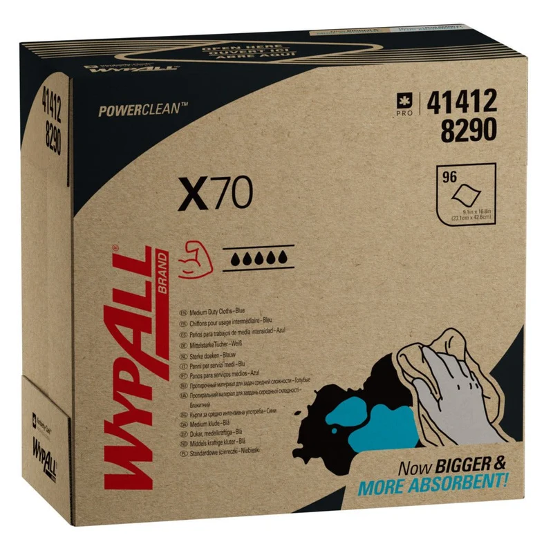 WypAll® X70 PowerClean - Zupfbox / Blau - 10 Boxes x 100 Sheets | Karton (10 Boxen)