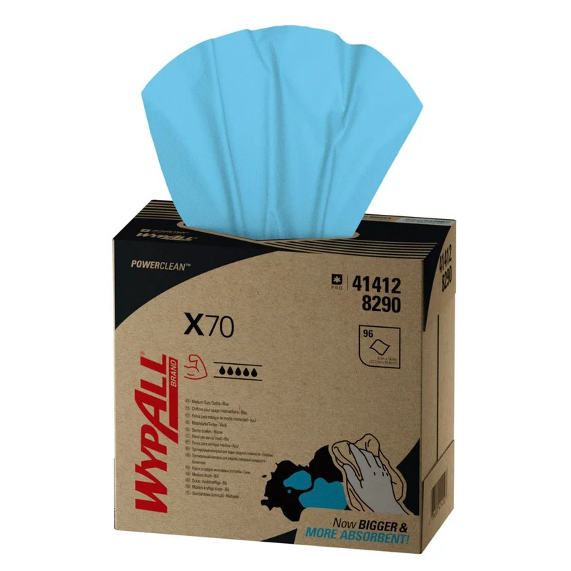 WypAll® X70 PowerClean - Zupfbox / Blau - 10 Boxes x 100 Sheets | Karton (10 Boxen)