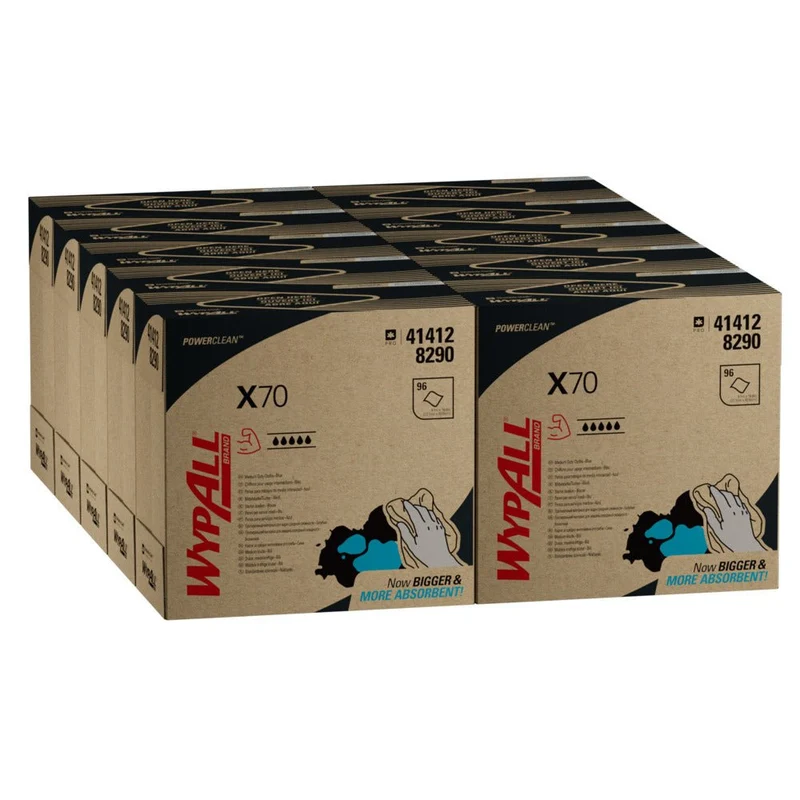 WypAll® X70 PowerClean - Zupfbox / Blau - 10 Boxes x 100 Sheets | Karton (10 Boxen)