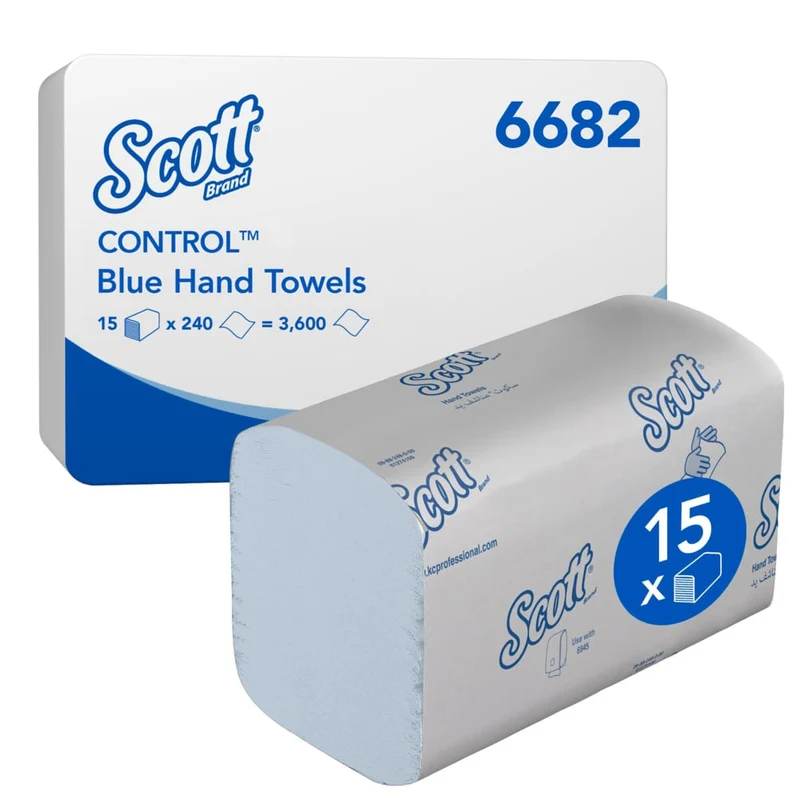 Scott® Control™ Falthandtücher - Interfold / Blau /Mittel - 15 Clips x 240 Sheets | Karton (15 Päckchen)