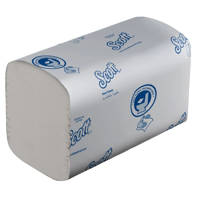 Scott® Control™ Herunterspülbare Falthandtücher - Weiß - 15 Clips x 322 Sheets | Karton (15 Päckchen)