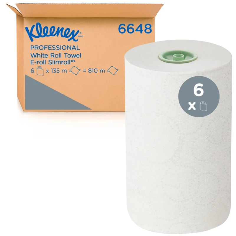 Kleenex® Rollenhandtücher - E-roll Slimroll™ / Weiß /1 ply 6x135m - 6 Rolls x 1 Sheet | Karton (6 Rollen)