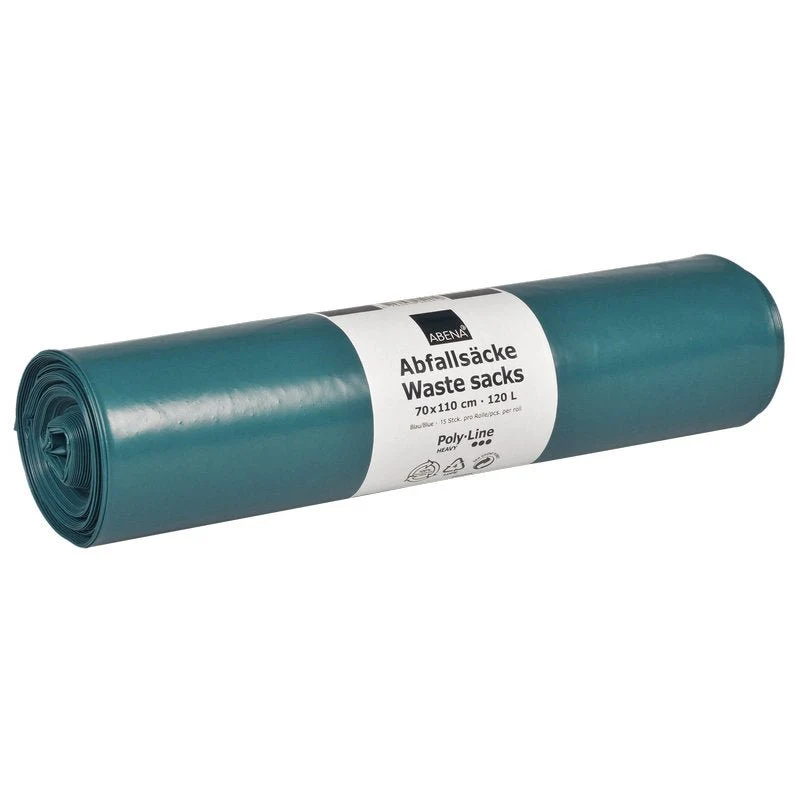 Abfallsäcke 120 L, 700x1100 mm, 76 my LDPE, Blau | Rolle (15 Beutel)