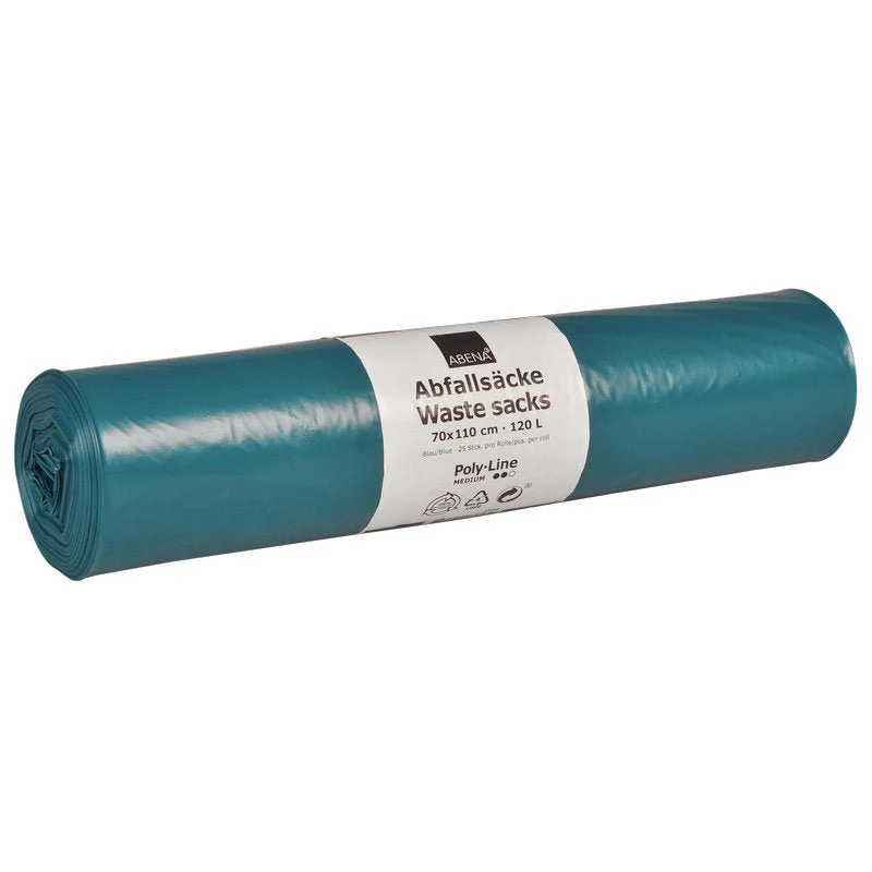 Abfallsäcke 120 L, 700x1100 mm, 48 my LDPE, Blau | Rolle (25 Beutel)