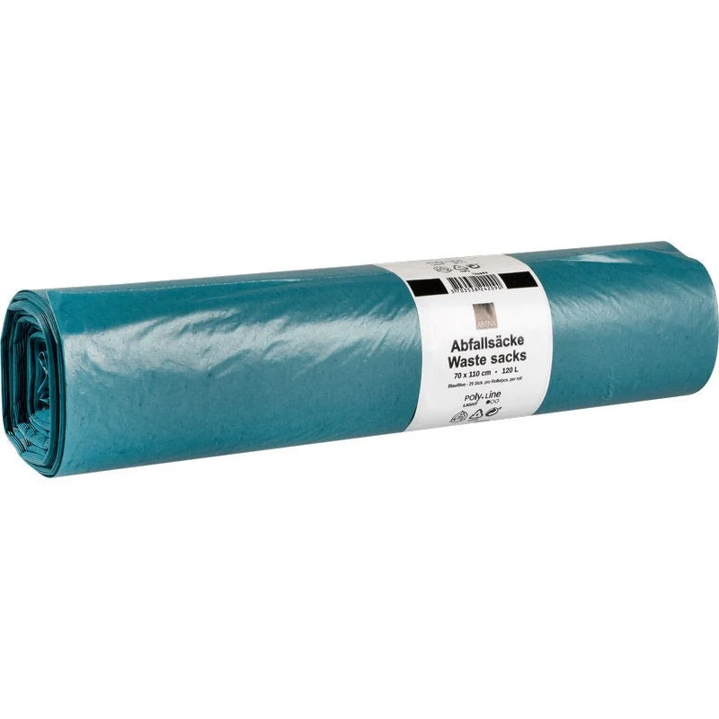 Abfallsäcke 120 L, 700x1100 mm, 30 my LDPE, Blau | Rolle (25 Beutel)