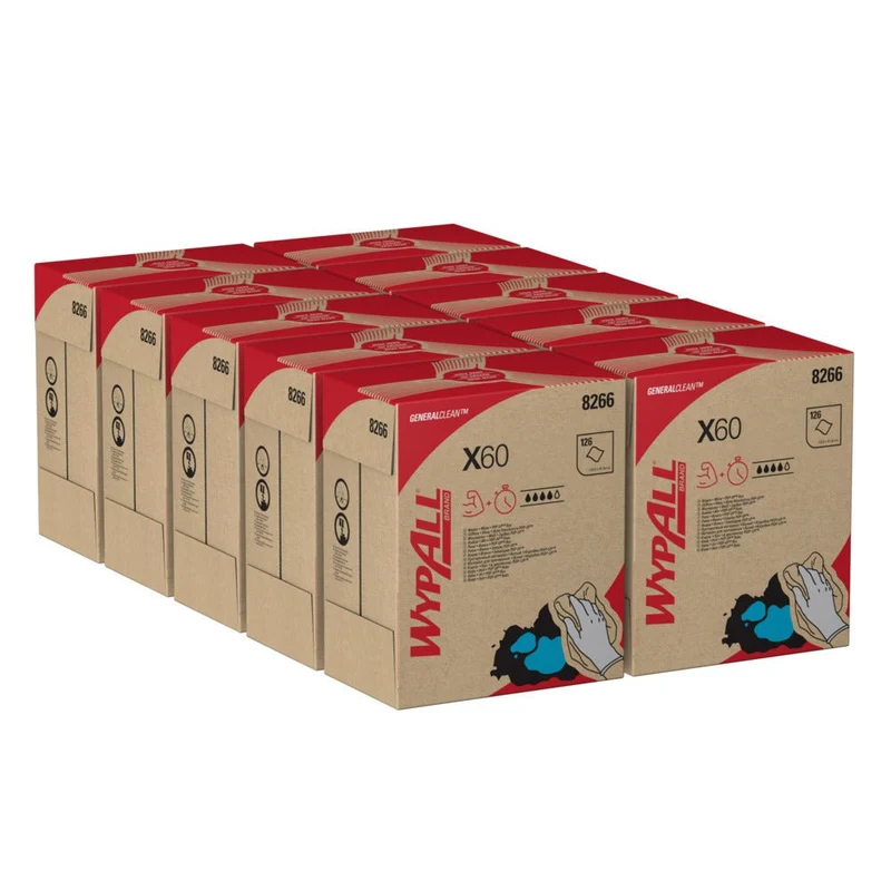 WypAll® X60 Genral Clean - Zupfbox / Weiß - 10 Boxes x 126 Sheets | Karton (10 Boxen)